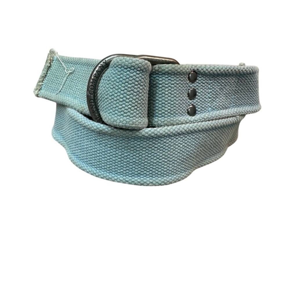Island Company Mens XL Blue Cotton Canvas D-Ring Belt Nautical Coastal Frayed